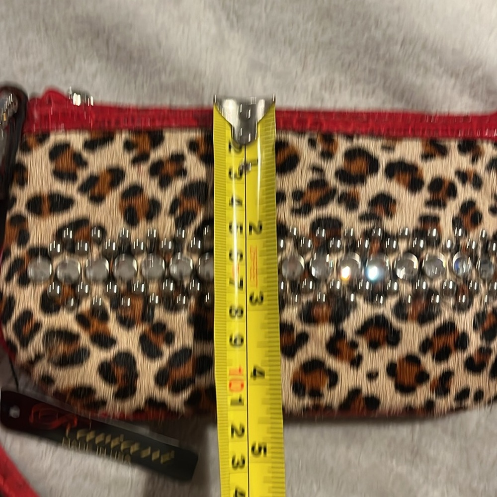 Leather Leopard Rhinestone Wristlet - Picture 9 of 12